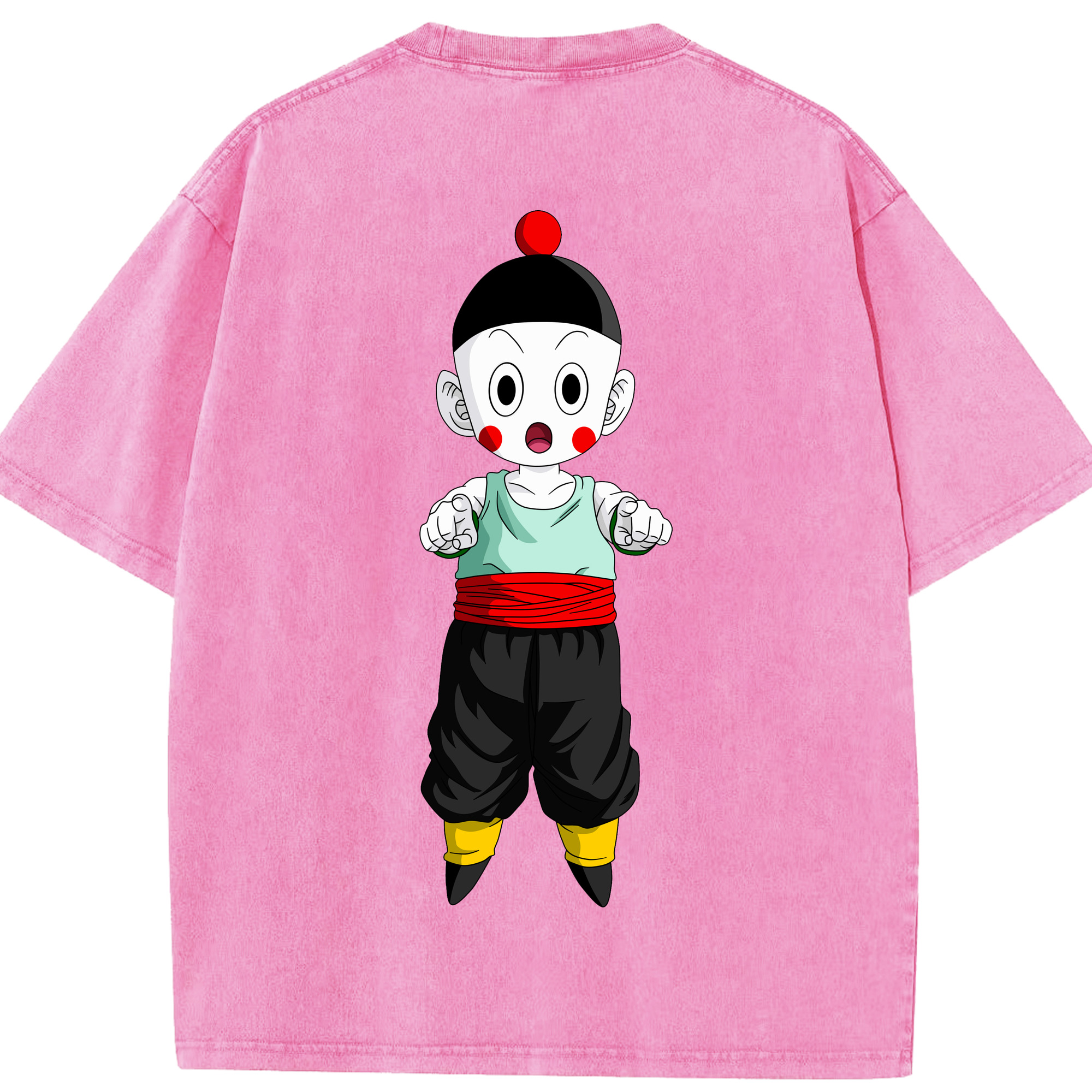 （画像用） ドラゴンボール 餃子（チャオズ）DRAGON BALL Chaoz 綿100% ヴィンテージ風 半袖Tシャツ（背面プリント）